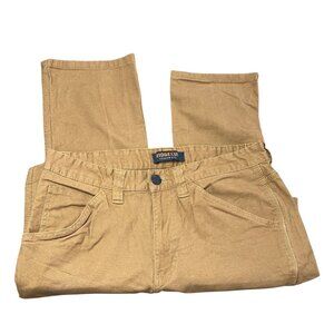 Ridgecut Mens Brown Cotton-Blend Workwear Pants 34x32 With Button & Zipper Closu